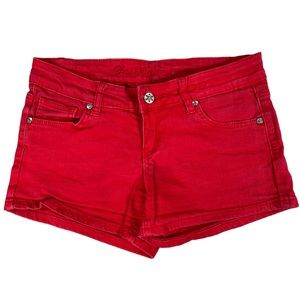 C’est Toi Vintage size Medium bright red jean shorts super cute star button EUC
